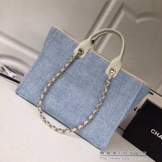 香奈兒CHANEL 2018早春度假系列最新火爆大號帆布沙灘包手提購物袋 DSC1295